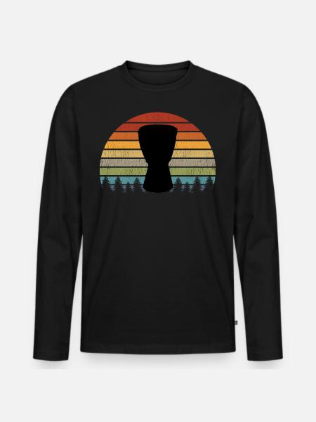 Djembe Player Schlagzeuger Musik Schlagzeug Vintage Retro - Männer Premium Bio Langarmshirt - Schwarz