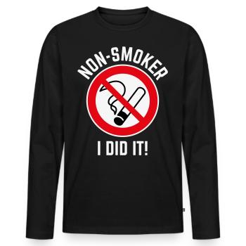 Non-fumeur – je l’ai fait! (3C / W) - T-shirt manches longues Premium bio Homme - noir - Devant - Nico (187cm)