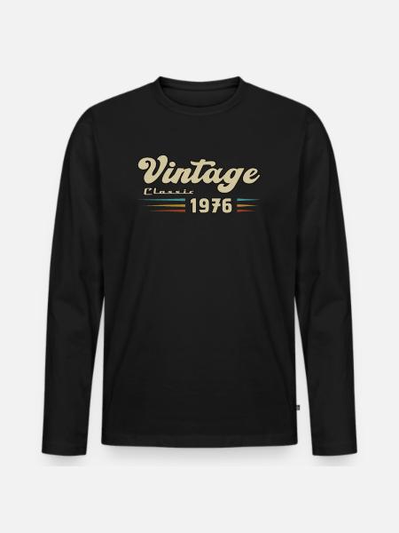 1976 Anniversaire Vintage Classic - T-shirt manches longues Premium bio Homme - noir