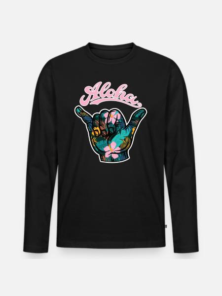 6 Aloha Shaka - Men's Premium Organic Long Sleeve Shirt - black