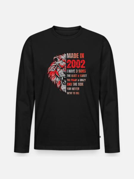 2002 Birthday Lion made in - Men's Premium Organic Long Sleeve Shirt - black