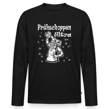 Frühschoppen Ultra Man with Beer white - Männer Premium Bio Langarmshirt - Schwarz - Vorne - Nico (187cm)