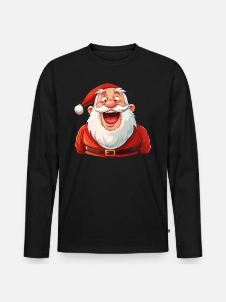 Lustiger Weihnachtsmann Lacht Weihnachten Lustig - Männer Premium Bio Langarmshirt - Schwarz