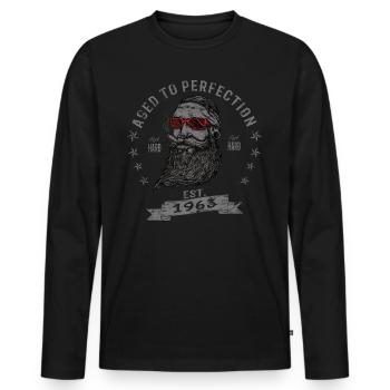 1963 Anniversaire Vieilli à la perfection Old Man - T-shirt manches longues Premium bio Homme - noir - Devant - Nico (187cm)