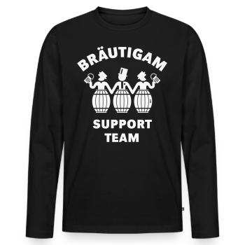 Bräutigam Support Team (JGA / Bierfässer / White) - Männer Premium Bio Langarmshirt - Schwarz - Vorne - Nico (187cm)