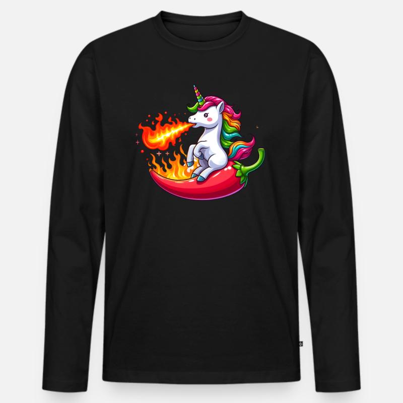 Einhorn Schärfe - Männer Premium Bio Langarmshirt - Schwarz