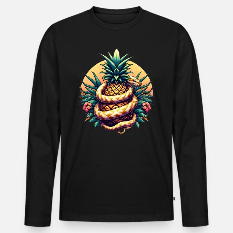Python around pineapple - Men's Premium Organic Long Sleeve Shirt - black