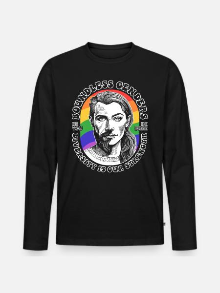 Vielfalt Shirt: LGBTQ und grenzenlos Stärke. - Männer Premium Bio Langarmshirt - Schwarz