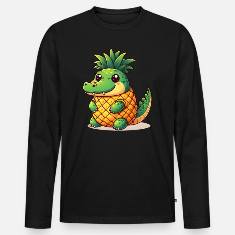 Ananas Krokodil - Männer Premium Bio Langarmshirt - Schwarz