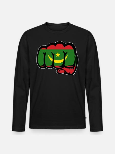 Mauretanien Flagge Faust - Männer Premium Bio Langarmshirt - Schwarz