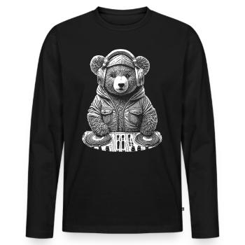 Stylischer Teddybär – Dein Shirt für Festivals - Männer Premium Bio Langarmshirt - Schwarz - Vorne - Nico (187cm)