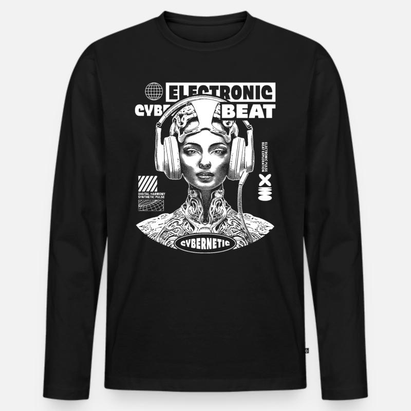 Futuristisches Techno-T-Shirt mit Sci-Fi-Design - Männer Premium Bio Langarmshirt - Schwarz