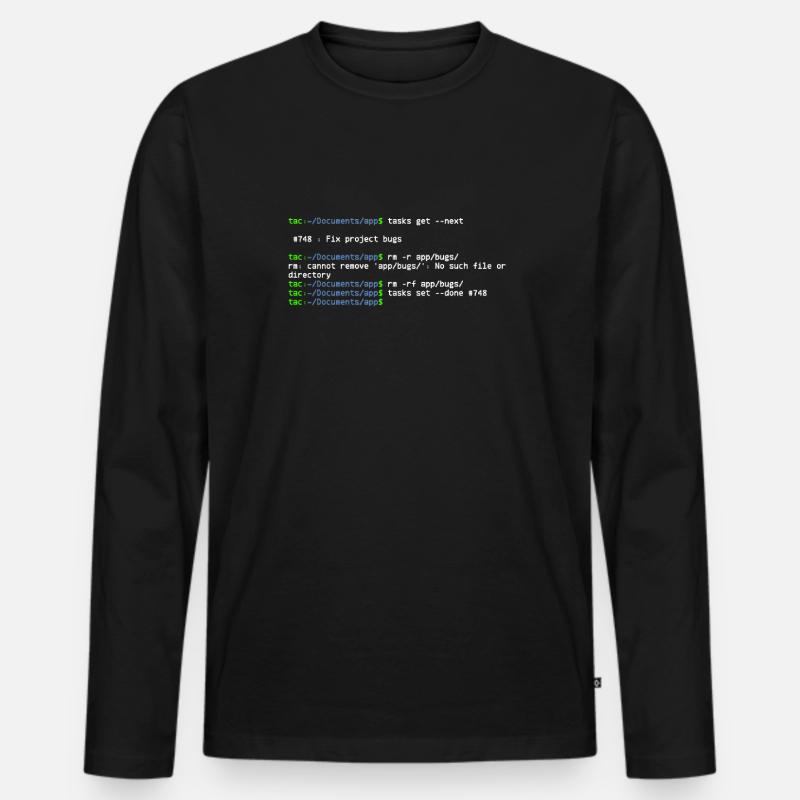 linux shell fix bugs - T-shirt manches longues Premium bio Homme - noir