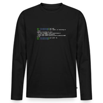 linux shell git building on fire - T-shirt manches longues Premium bio Homme - noir - Devant - Nico (187cm)