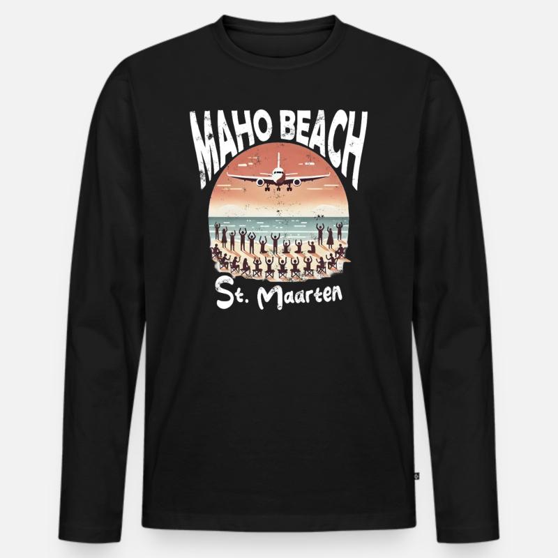 Maho Beach St. Maarten - Männer Premium Bio Langarmshirt - Schwarz