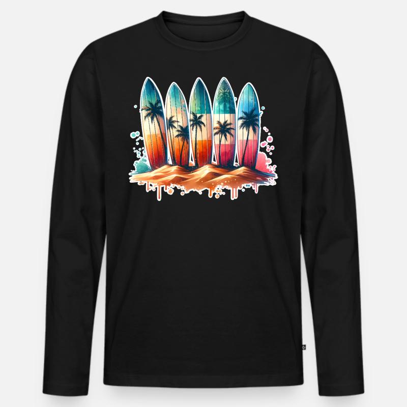 Surfen Surfer - Männer Premium Bio Langarmshirt - Schwarz