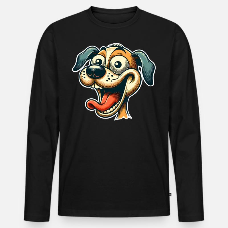 Hund - Männer Premium Bio Langarmshirt - Schwarz