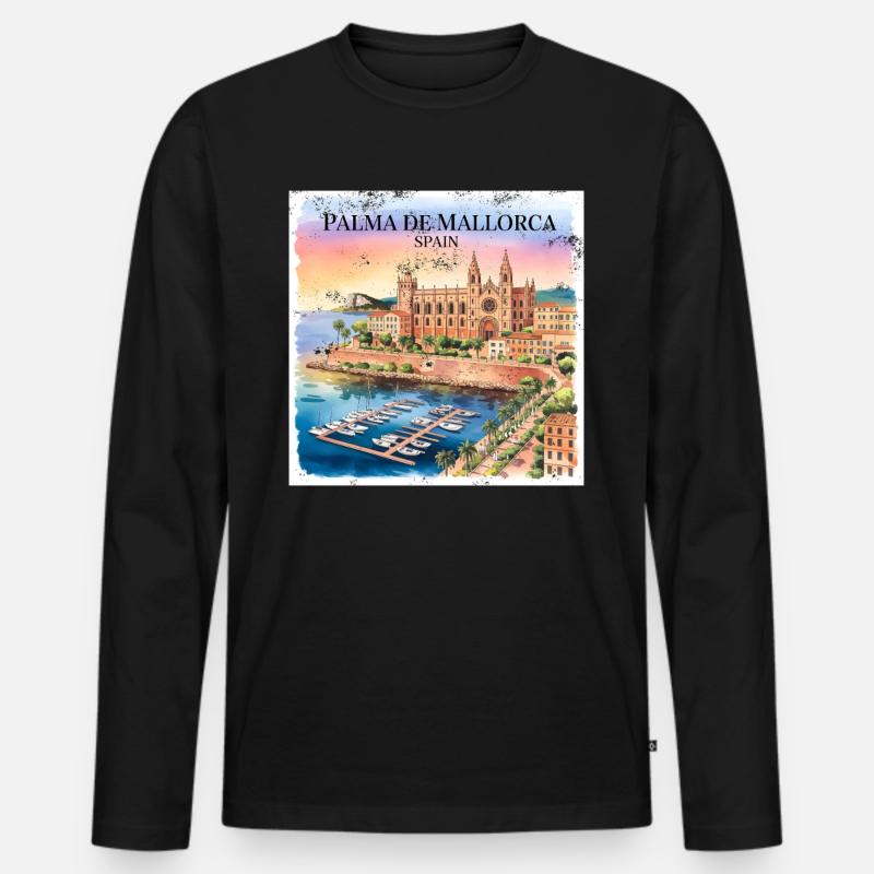 Palma de Mallorca - Männer Premium Bio Langarmshirt - Schwarz