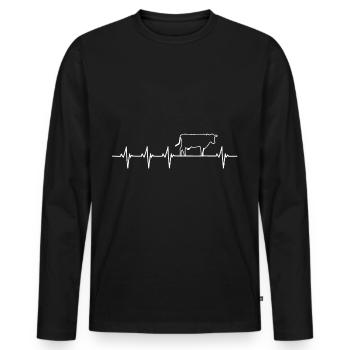 t-shirts de battement de cœur de vache - T-shirt manches longues Premium bio Homme - noir - Devant - Nico (187cm)