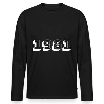 Year of birth 1981 Birthday present - Men's Premium Organic Long Sleeve Shirt - black - Front - Nico (187cm)