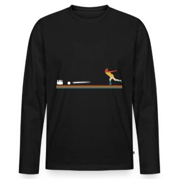 Vintage Bowling Rétro - T-shirt manches longues Premium bio Homme - noir - Devant - Nico (187cm)
