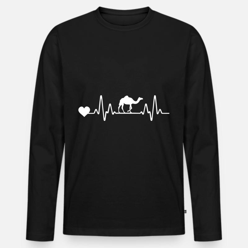 Herzschlag Kamel - Männer Premium Bio Langarmshirt - Schwarz