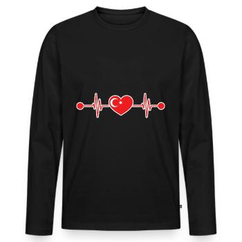 Heartbeat Türkiye Turk Turkey - Men's Premium Organic Long Sleeve Shirt - black - Front - Nico (187cm)