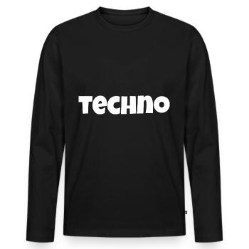 Techno Rave Design Fête de musique électronique 2022 - T-shirt manches longues Premium bio Homme - noir - Devant - Nico (187cm)