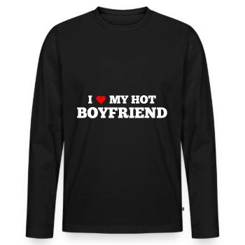 I love my hot friend - Men's Premium Organic Long Sleeve Shirt - black - Front - Nico (187cm)