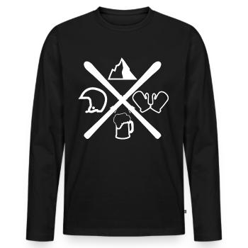 Skier Logo Skiing Skiing Apres Ski Beer Los - Men's Premium Organic Long Sleeve Shirt - black - Front - Nico (187cm)