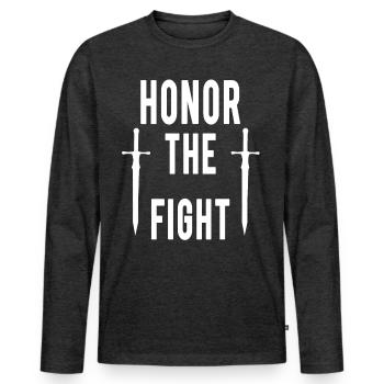 Respect the martial art of sword fighting fencing - Men's Premium Organic Long Sleeve Shirt - heather anthracite - Front - Nico (187cm)