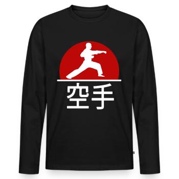 Karaté Arts martiaux japonais Sports de combat Cadeau - T-shirt manches longues Premium bio Homme - noir - Devant - Nico (187cm)