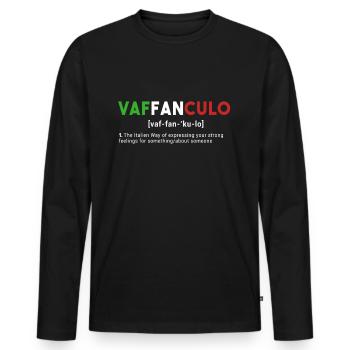 Voyage de vacances en Italie Dictionnaire Vaffanculo - T-shirt manches longues Premium bio Homme - noir - Devant - Nico (187cm)