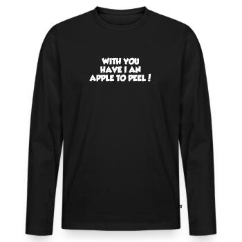 Mit dir habe ich einen Apfel zum Schälen - Männer Premium Bio Langarmshirt - Schwarz - Vorne - Nico (187cm)