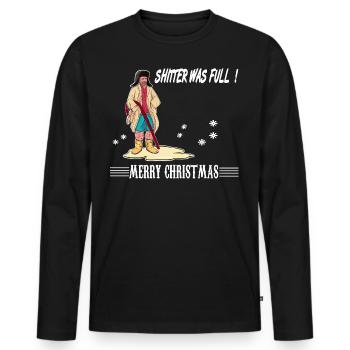 Frohe Weihnachten Schöne Bescherung, Klo war voll - Männer Premium Bio Langarmshirt - Schwarz - Vorne - Nico (187cm)
