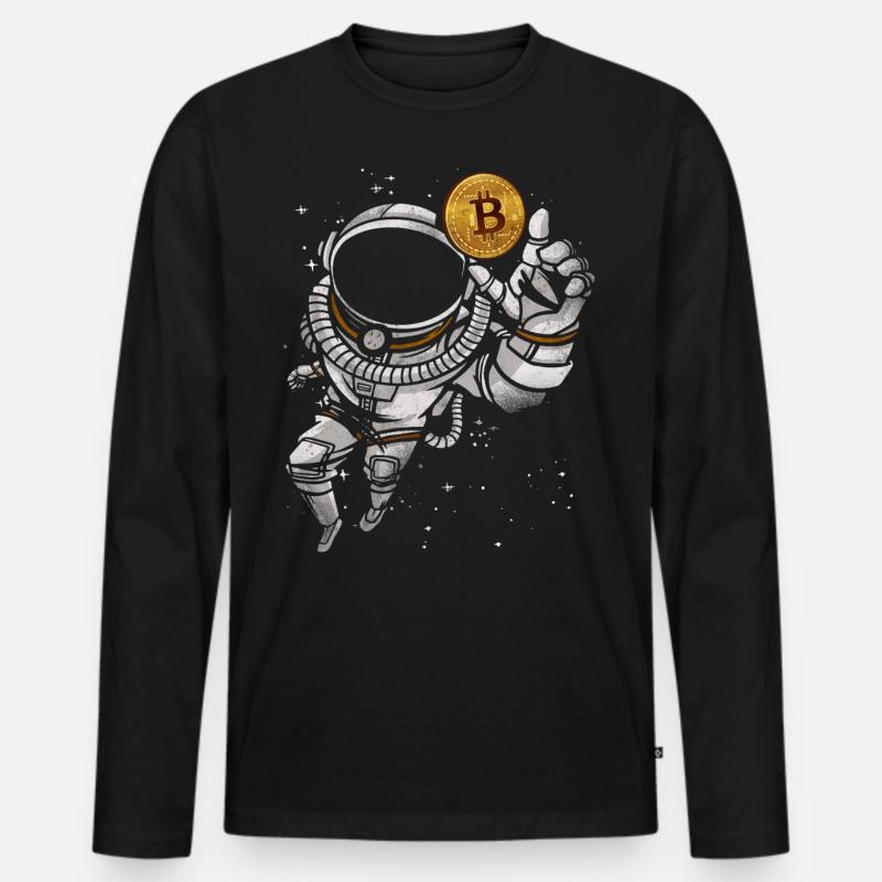 Bitcoin Crypto Astronaut - Männer Premium Bio Langarmshirt - Schwarz