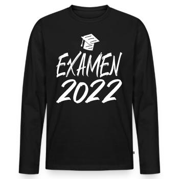 Abschluss Examen 2022 Hut Pinselschrift - Männer Premium Bio Langarmshirt - Schwarz - Vorne - Nico (187cm)