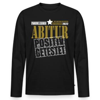 Abitur 2022 positiv getestet Abschluss Abi Prüfung - Männer Premium Bio Langarmshirt - Schwarz - Vorne - Nico (187cm)