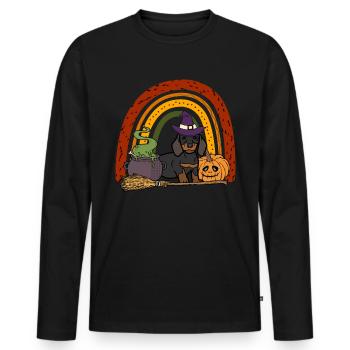 Cute Dachshund Halloween Costume Dog - Men's Premium Organic Long Sleeve Shirt - black - Front - Nico (187cm)