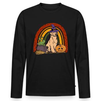 Cute Golden Retriever Halloween Dog - Men's Premium Organic Long Sleeve Shirt - black - Front - Nico (187cm)