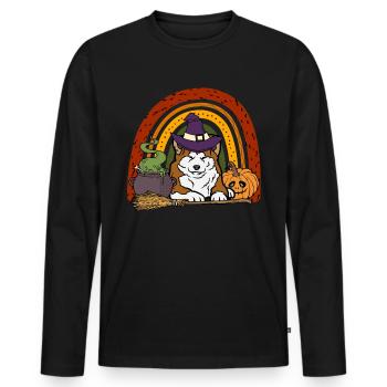 Mignon Akita Halloween Costume Chien - T-shirt manches longues Premium bio Homme - noir - Devant - Nico (187cm)