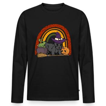 Mignon terrier écossais Halloween Lover Kawaii - T-shirt manches longues Premium bio Homme - noir - Devant - Nico (187cm)