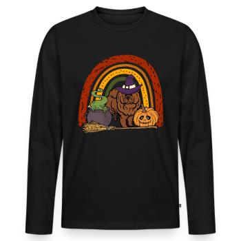 Cute Chow Chow Halloween Dog - Men's Premium Organic Long Sleeve Shirt - black - Front - Nico (187cm)