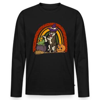 Cute Shikoku Ken Halloween Dog - Men's Premium Organic Long Sleeve Shirt - black - Front - Nico (187cm)