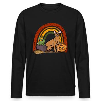 Abessinierkatze Halloween Katze - Männer Premium Bio Langarmshirt - Schwarz - Vorne - Nico (187cm)