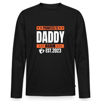 Promoted to Daddy Again 2023 | daddy To Be - Men's Premium Organic Long Sleeve Shirt - black - Front - Nico (187cm)