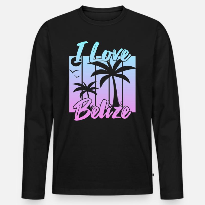 Ich liebe Belize - Männer Premium Bio Langarmshirt - Schwarz