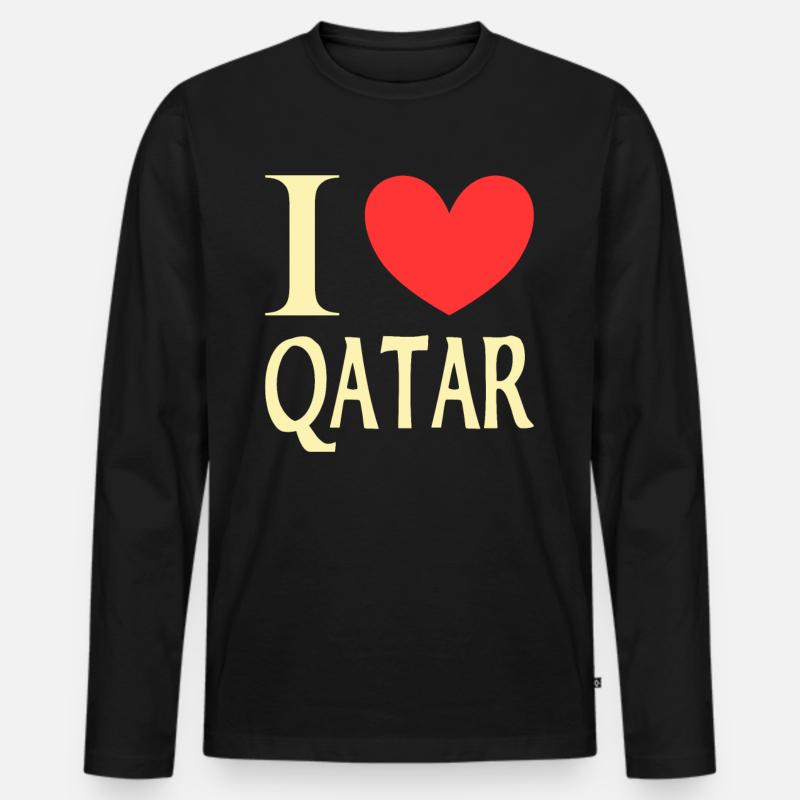 Ich liebe Katar - Männer Premium Bio Langarmshirt - Schwarz