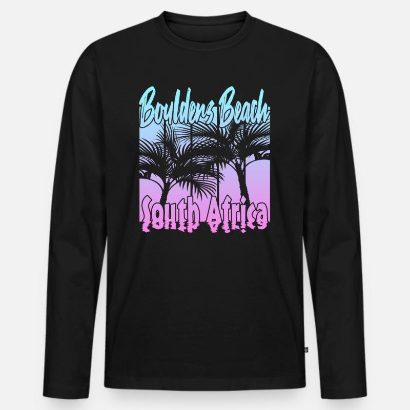 Boulders Beach - Männer Premium Bio Langarmshirt - Schwarz