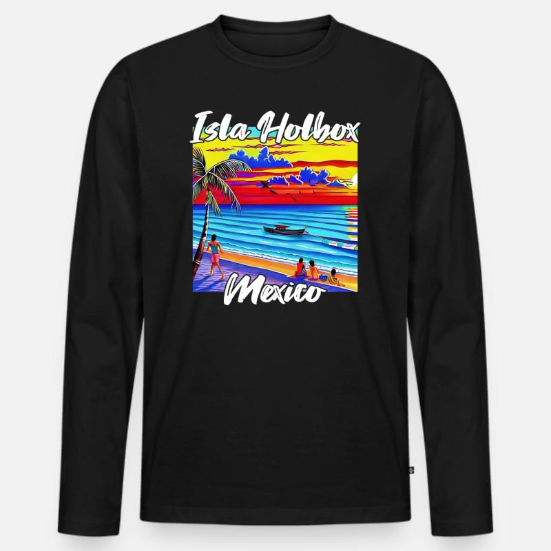 Isla Holbox Mexico - Männer Premium Bio Langarmshirt - Schwarz